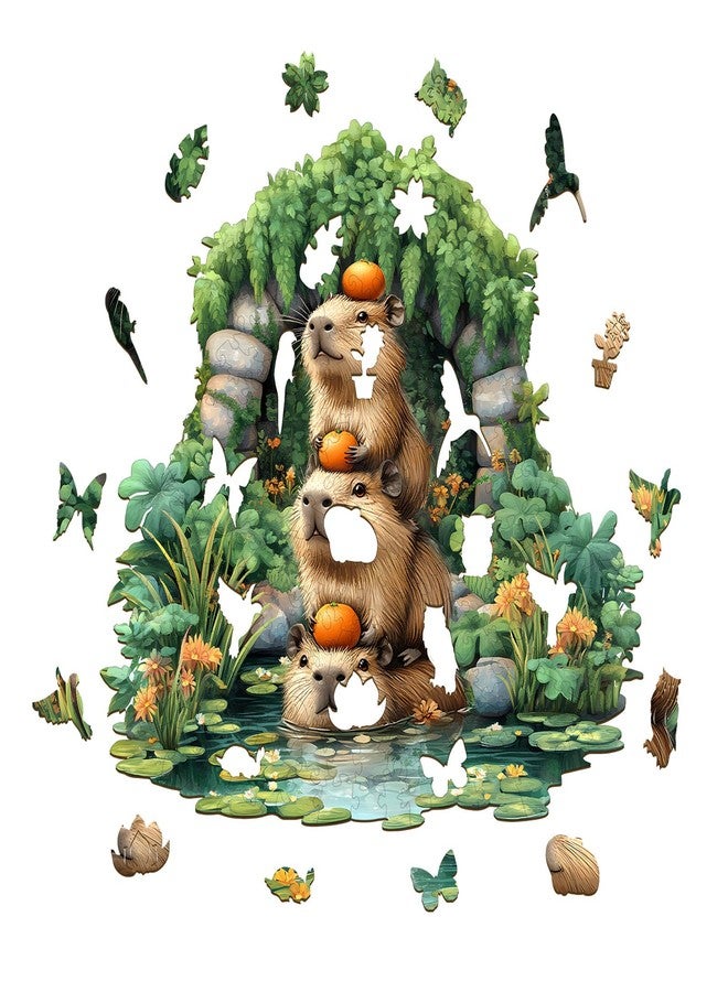Aeekdook Wooden Puzzles for Adults, Capybara Wood Puzzles Adult, Unique Animal Shape Wooden Jigsaw Puzzles for Adults, Birthday Gifts for Puzzle Lovers, Family (S - 8.5 * 8.1in) - Image 2
